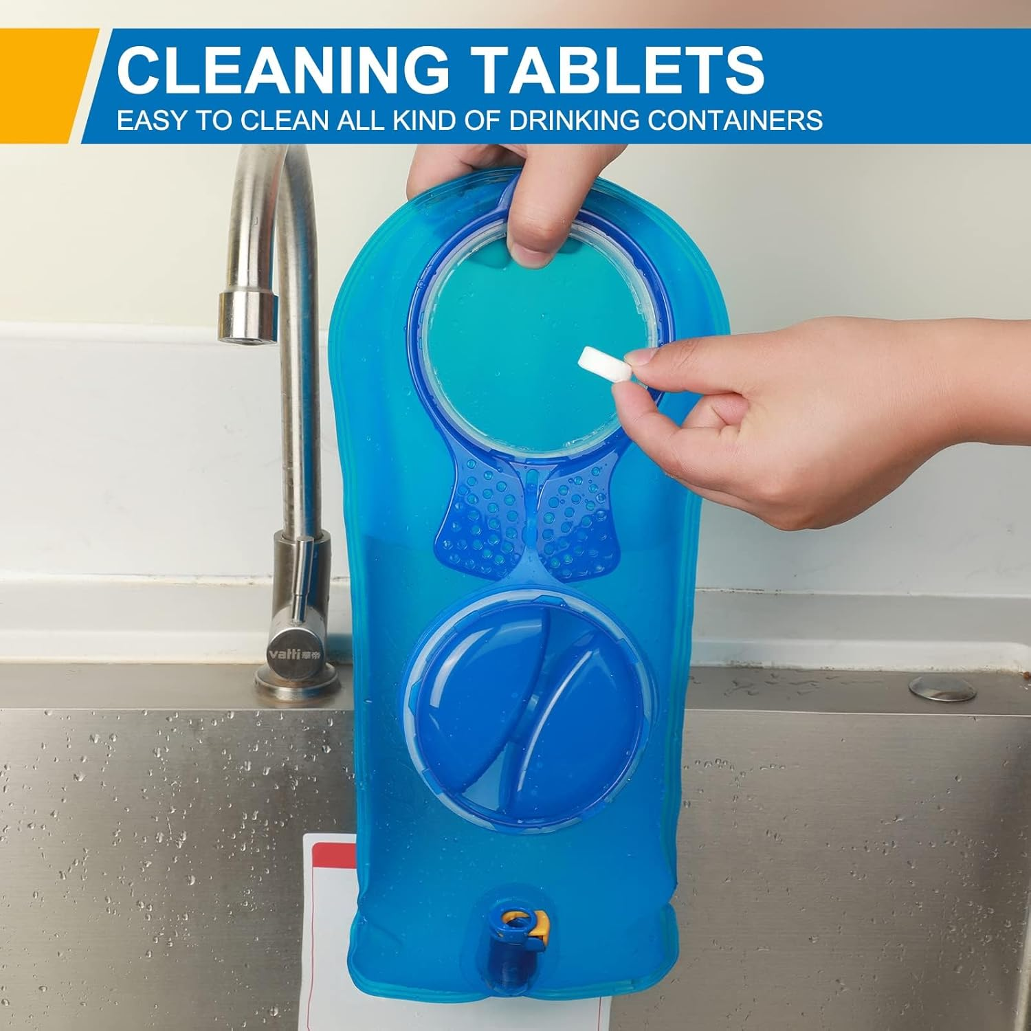 Hydration Bladder Cleaning Kit, 6 in 1 Water Bladder Cleaner Set - 3 Brushes, Collapsible Hanger, 12 Cleaning Tablets & Carry Pouch, Water Reservoir Cleaning Tools for Hydration Backpack image number 1