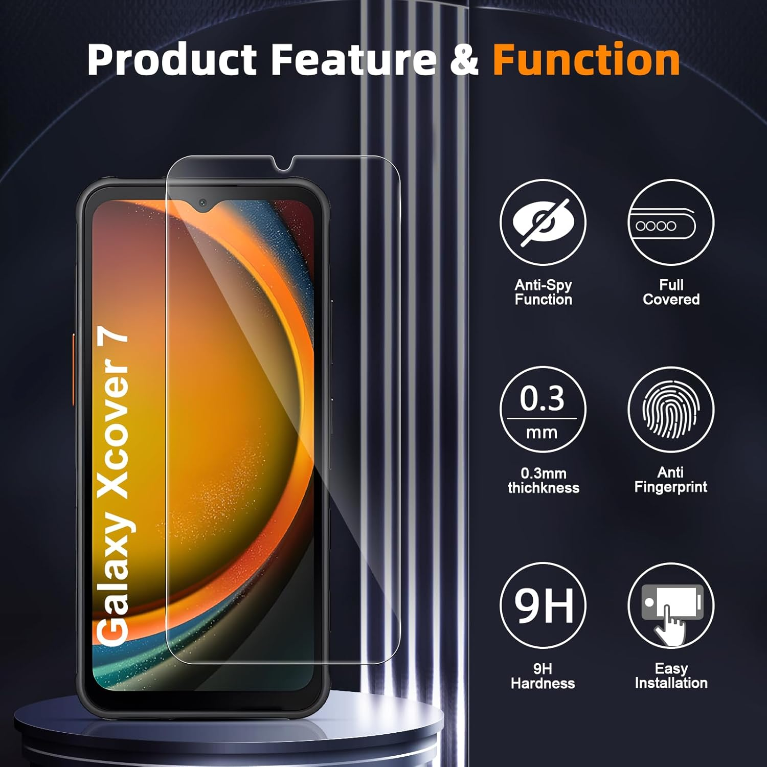 GEEMEE Privacy Screen Protector for Samsung Galaxy Xcover 7/7 Pro/Xcover7 Enterprise Edition for Tempered Glass, Pack of 2, 9H Hardness, Bubble-Free, Anti-Spy Privacy Screen Protector