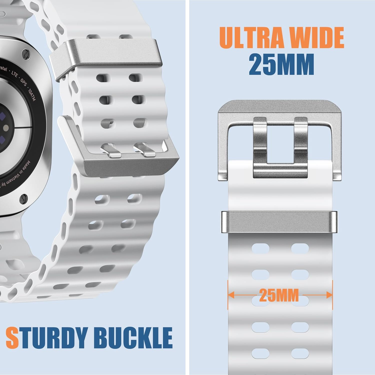 Getino Compatible with Samsung Galaxy Watch Ultra Bands 47Mm (2024/2025), Soft Ocean Silicone Sport Strap Women Men Replacement Accessory Fit for Samsung Galaxy Watch Ultra Band