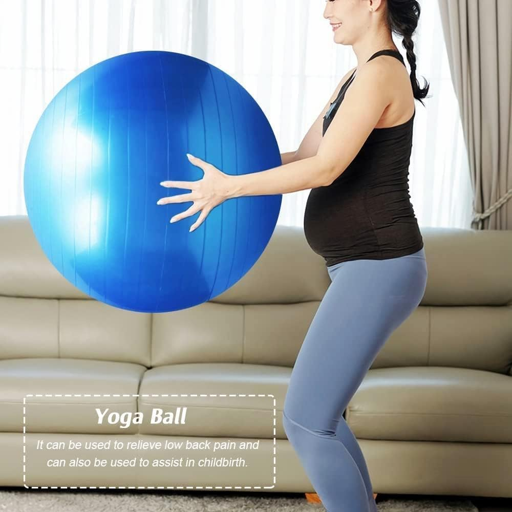 Exercise Yoga Ball, 65Cm Gym Ball with Air Pump, Anti-Burst and Slip Resistant Sitting Ball, Heavy Duty Large Gymnastics Ball for Core Fitness, Balance, Yoga, Pilates, Training - Grey image number 3