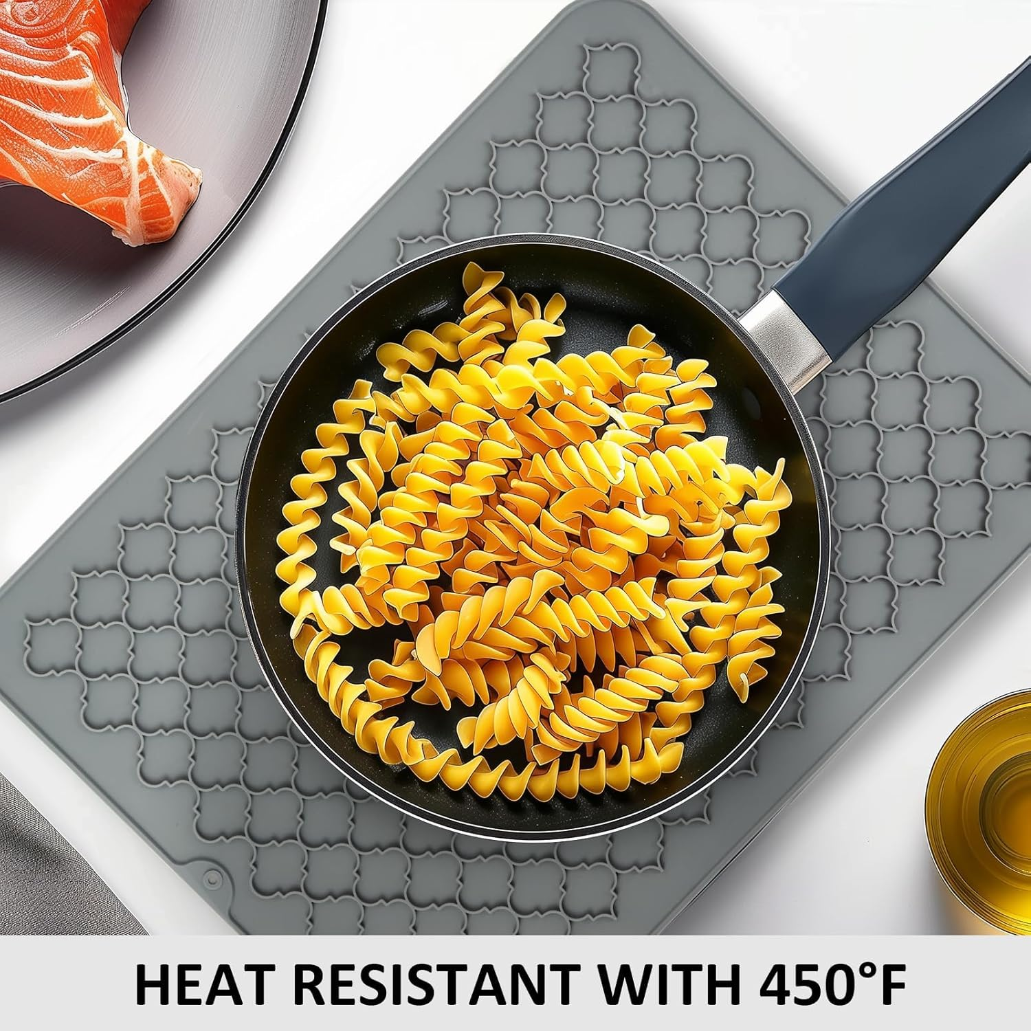 Taoluwin Drying Mat for Kitchen Counter, Silicone Dish Drying Mat, Heat Resistant, Waterproof, Mildew Resistant, Kitchen Dry Mats for Coffee Bar Dishes, Plates, Mugs, 40X30Cm (Grey) image number 4