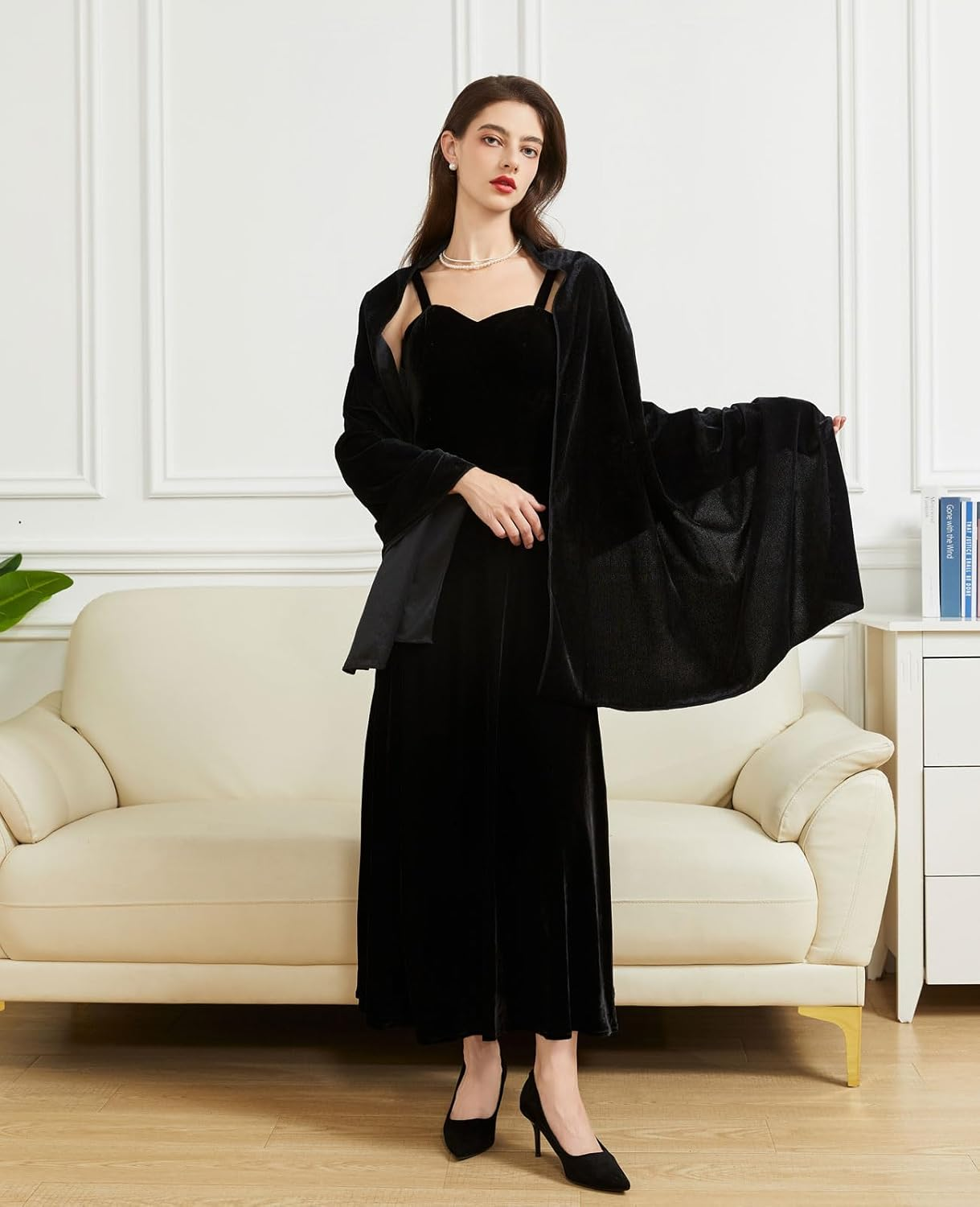 BRYCTSISEN Women'S Velvet Shawl and Wrap for Wedding Bridal Bridesmaid Outwear Evening Party Prom Dress Accessories Scarf image number 4