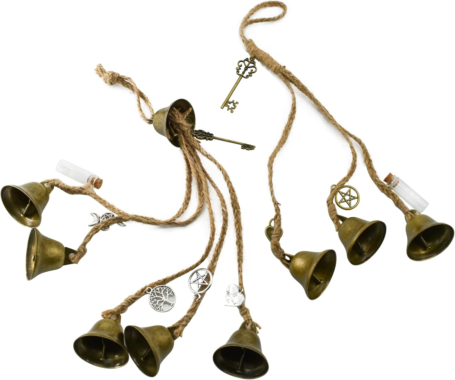 Mrmrkura 2PCS Witch Bells for Door Knob for Protection, Witchy Decor Hanging Witchcraft Decorations Withy Home Decor for Porch Garden and Window Wicca Altar Bell for Energy Protection