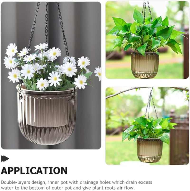 Yarnow 3Pcs Resin Hanging Flower Pots with Self-Watering Design and Drainage Holes for Indoor and Outdoor Planting image number 1