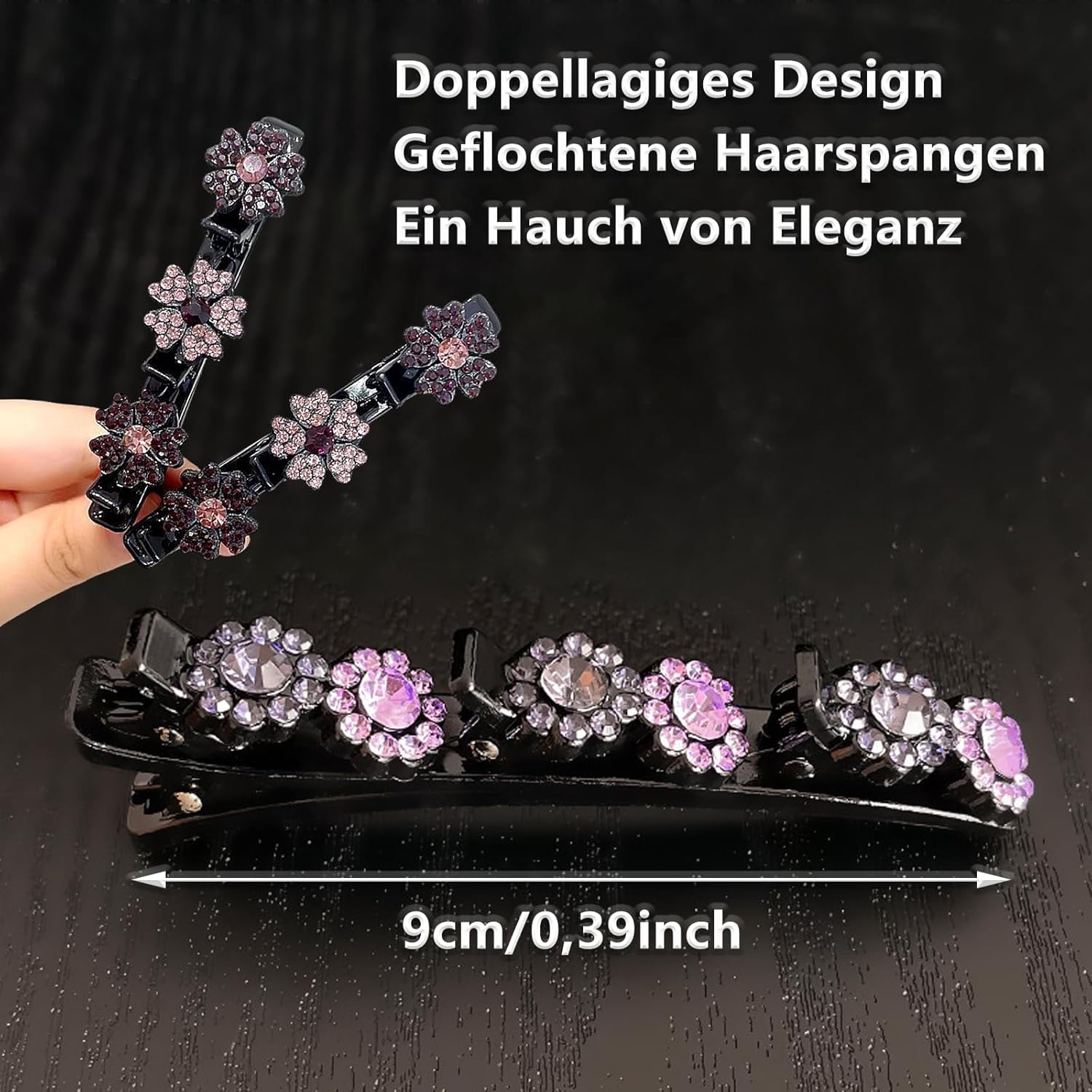 Whaleo Set of 8 Five Leaf Clover Hair Clips Flower Hair Clips Women'S Crystal Hair Accessories Ladies, Braided Hair Clip Girls, Create a Variety of Stylish Hairstyles image number 3