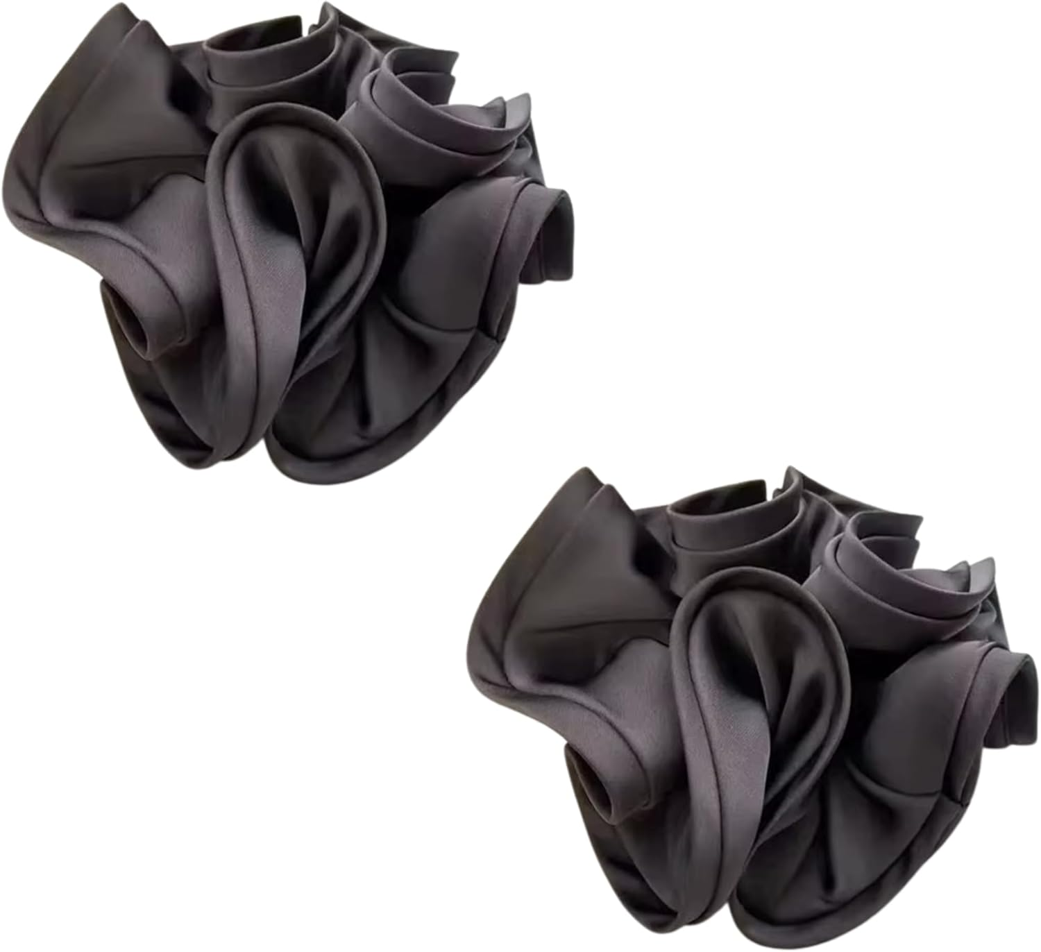 Specora Satin Scrunchie Anthracite - Pack of 2 Hair Bobbles for Women - Gentle on Hair & with Elegant Shine image number 5
