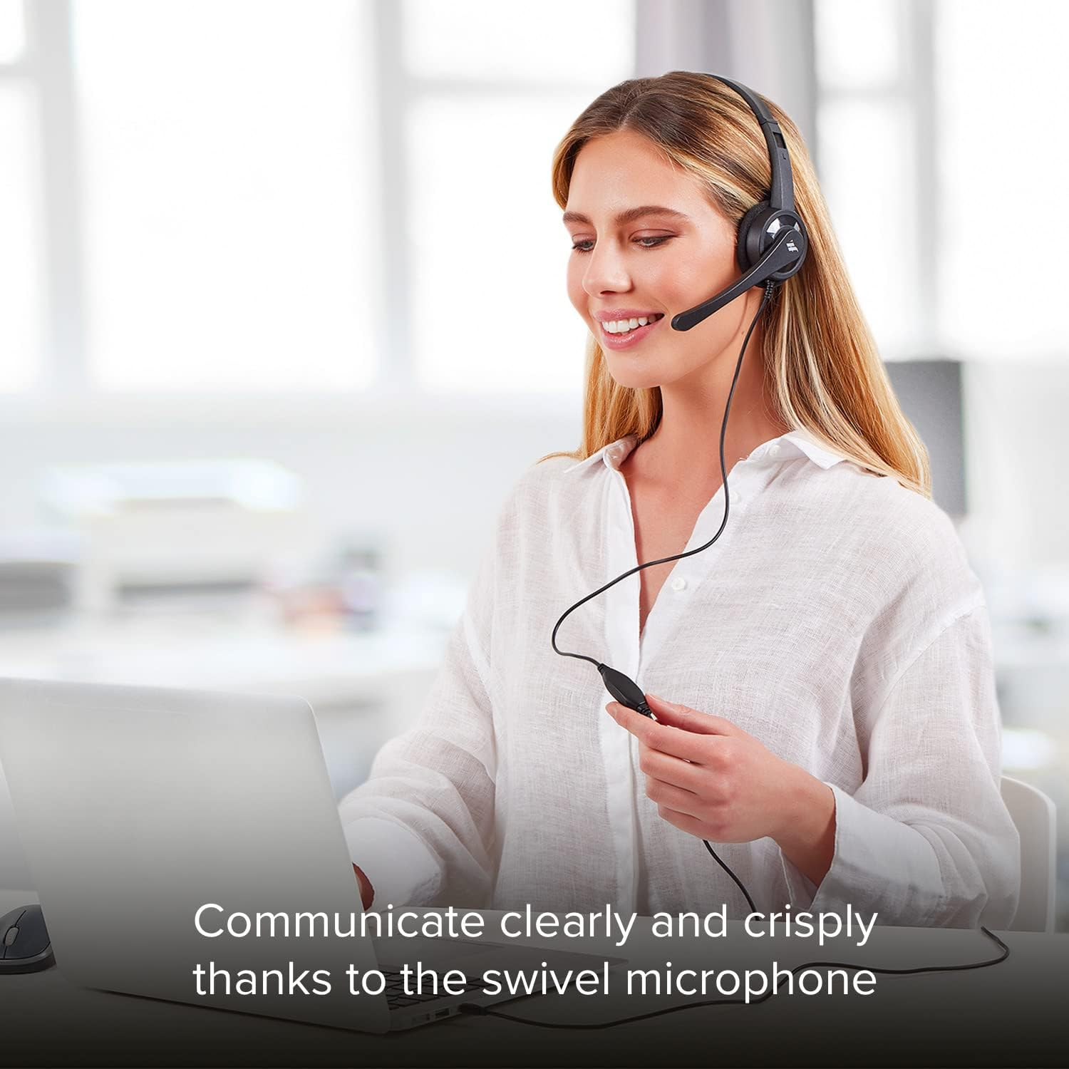 SBS Adjustable Headphones with Swivel Microphone, 3.5Mm Jack Cable for Smartphone, PC, Tablet, Ideal for Smartphone, Call Center, Direct Streaming, Remote Orientation image number 2