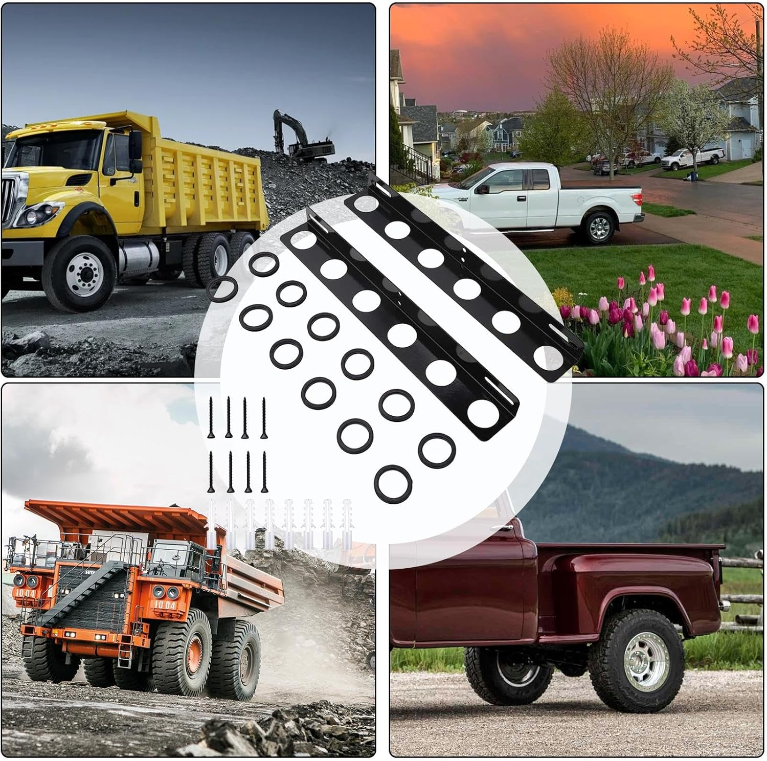 Tool Rack for Trailer, Upgraded 6-Tool Storage Rack Heavy Duty Shovel, 2Pcs Storage with Rubber Grommets, Mounting Hardware Accessories, Holds 6 Tools