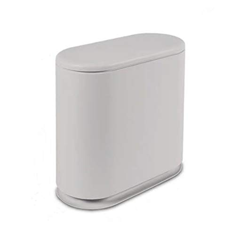 IEEK 12 Liter Rectangular Plastic Trash Can with Press Top Lid,White Modern Wastebasket Thin Trash Cans,3.2 Gallon Garbage Container Bin for Bathroom,Bedroom,Kitchen,Office and Powder Room