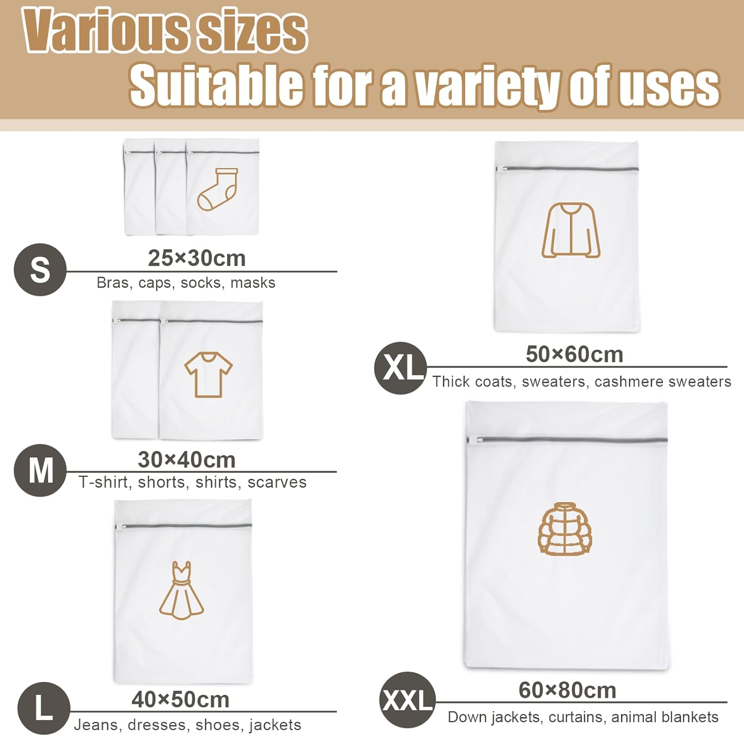 Angooni Pack of 8 Mesh Laundry Bags, Sturdy Laundry Bags for Delicates, Safe Lingerie Washing Bag, Portable Wash Bag with Zip for Lingerie, Underwear & Baby Clothes image number 4
