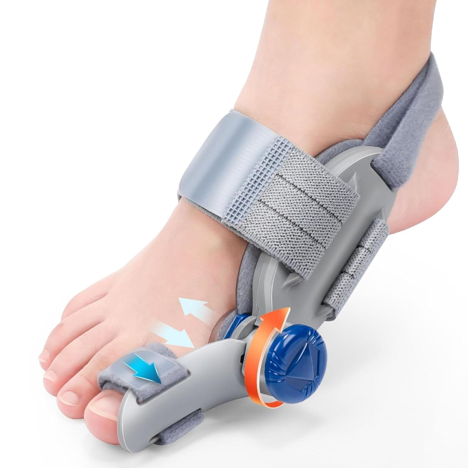 Bunion Corrector for Women & Men, Adjustable Bunion Corrector with Soft Gel Pad, Anti-Slip Toe Separators for Bunion Relief, Toe Straightener, Suitable for Left and Right Feet (Gray)