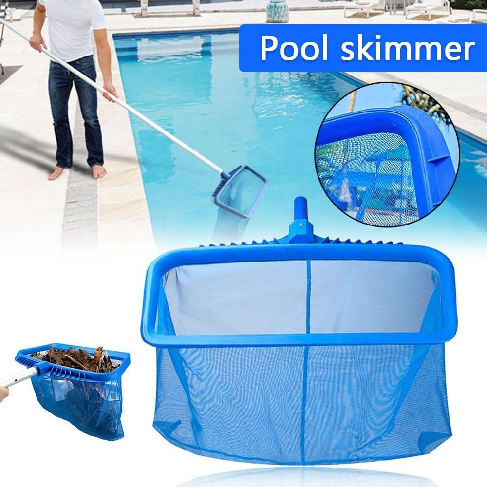 Pool Skimmer Net, 20" Heavy Duty Leaf Rake with Fine Mesh Deep Bag, Plastic Frame Cleaning Tool for Swimming Pools & Ponds, Fits Standard Poles, Blue image number 2