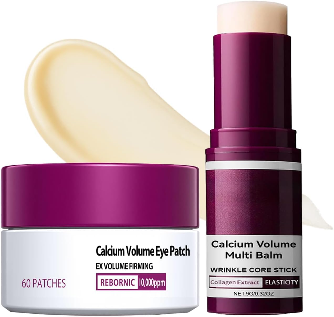 Eye Care Duo &ndash; Calcium Volume Multi Balm Stick + Hydrogel under Eye Patches 60Ea (30 Pairs), Hydrating & Smoothing Eyes Treatment, Gentle on Skin, Travel-Friendly image number 2