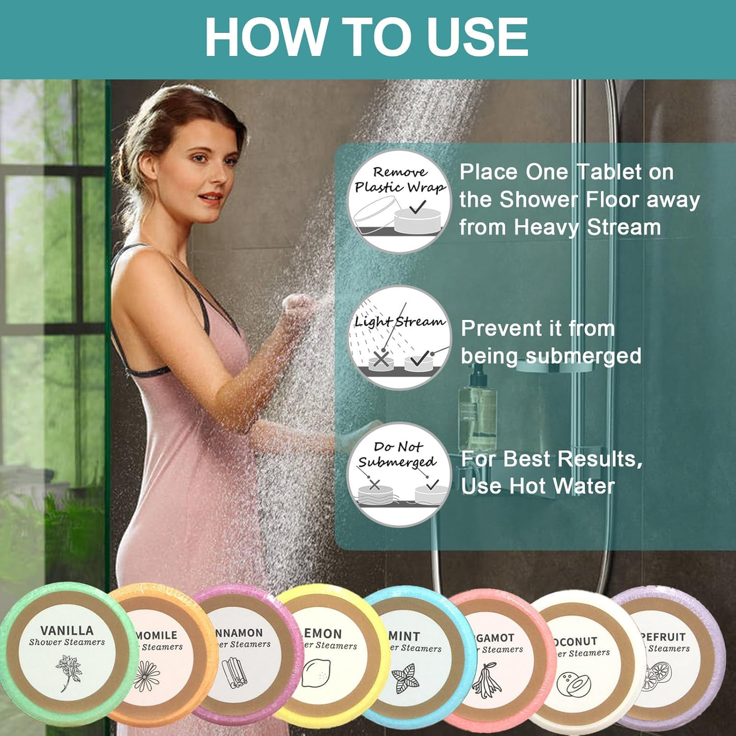 8Pcs Steamer Aromatherapy Shower with Surprise inside Organic Bubble Bath Bomb, Flower Bombs Bath Salts Self Care Shower Tablets, Relaxation Home SPA for Women Relaxation, Valentines Day Gifts for Teens and Adults image number 3