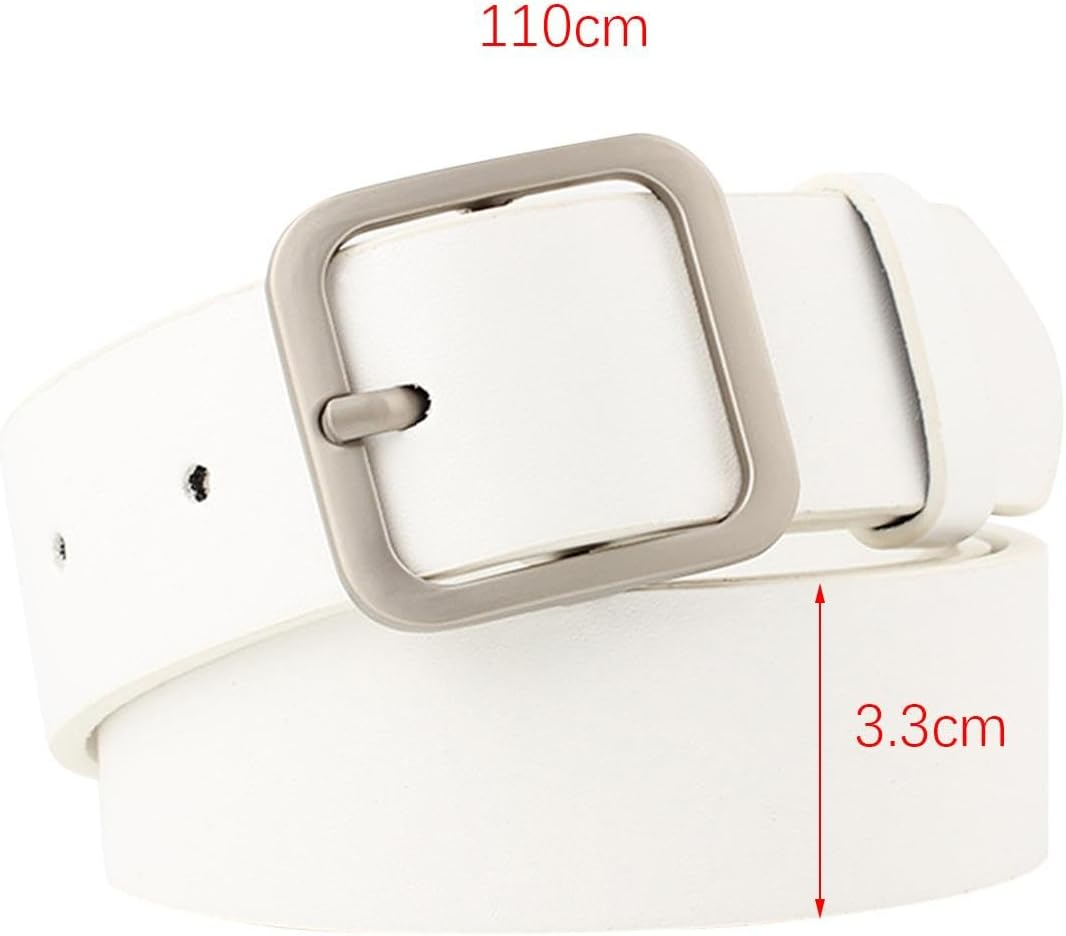 Vseutiac PU Leather Belt Women Single Prong Square Buckle 1.3" Fashion Wide Decorative Belt Female Waist Belt For image number 3