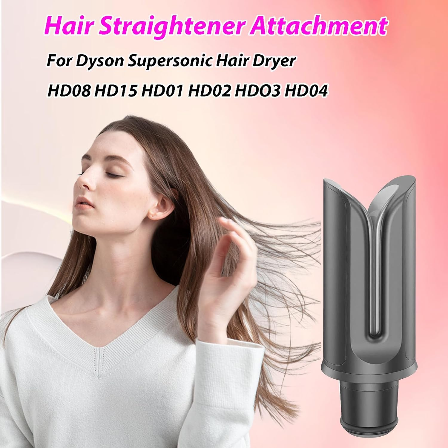 Hair Straightener Attachment Nozzle for Dyson Supersonic Hair Dryer HD15 HD08 HD01 HD02 HD03 HD04, Hair Dryer Hair Styling Plate Clip Straightening Tool Nozzle Replacement image number 3