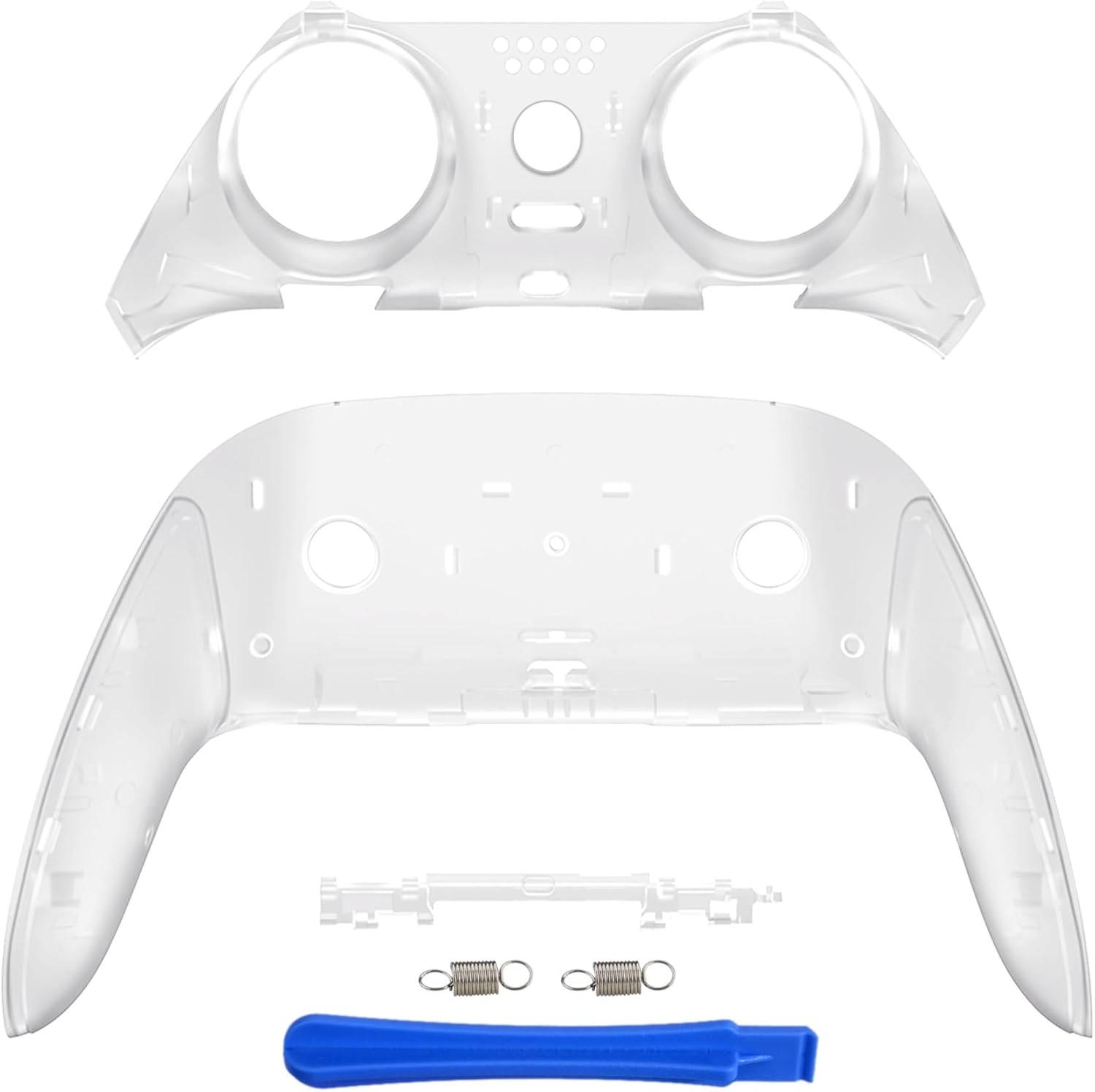 Extremerate Top Bottom Decorative Trim Shell Compatible with Ps5 Edge Controller DIY Replacement Front Back Clip Shell, Custom Emerald Green Plates Cover Compatible with Ps5 Edge Controller - Clear image number 4