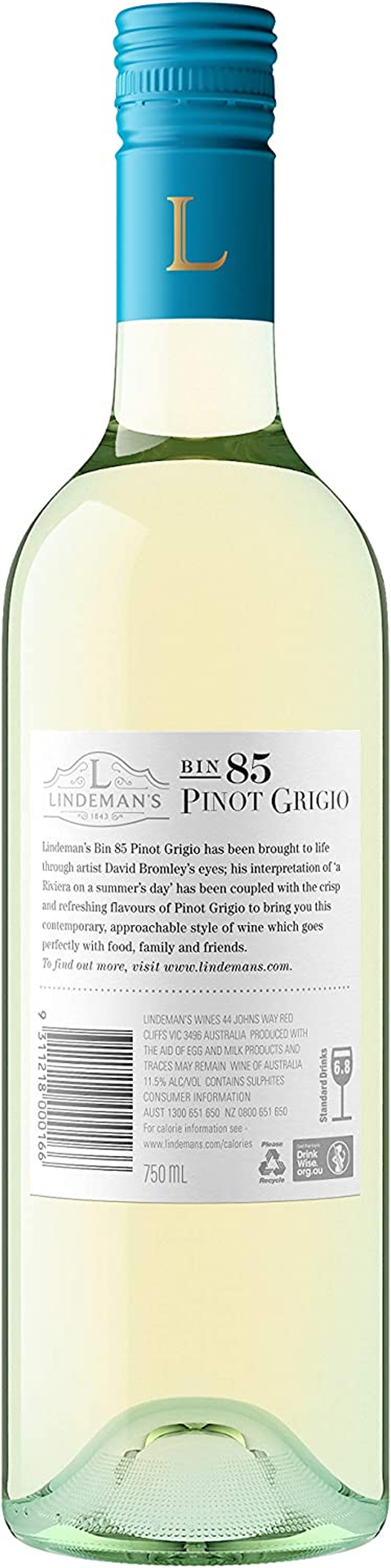 Lindeman'S Bin 85 Pinot Grigio White Wine 750Ml (Case of 6), 750 Ml (Pack of 6) image number 4