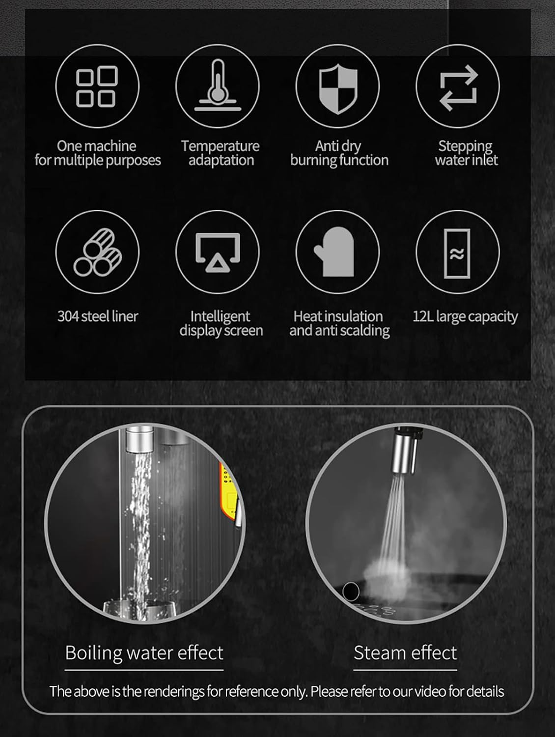 Commercial Multi-Purpose Milk Frother 12L Steam Milk Frothing Machine Full-Automatic Boiling, Electric Milk Foam Maker LED Display for Espresso Coffee Tea Coffee Shop Dessert Shop Hotel Milk image number 3