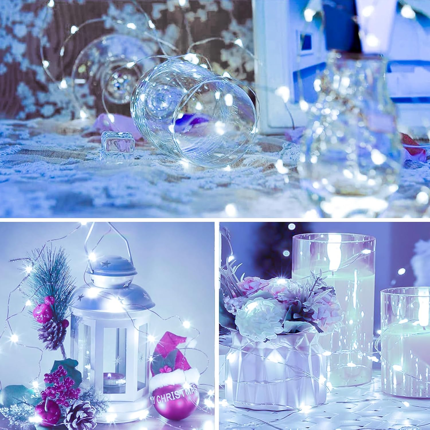 ENLACE Pack of 2 LED Fairy Lights Battery with Timer, 2 M 20 LED Copper Wire Fairy Lights Indoor Battery Operated, White Micro Fairy Lights for Wedding, Children'S Room, Christmas, Party Decoration image number 3