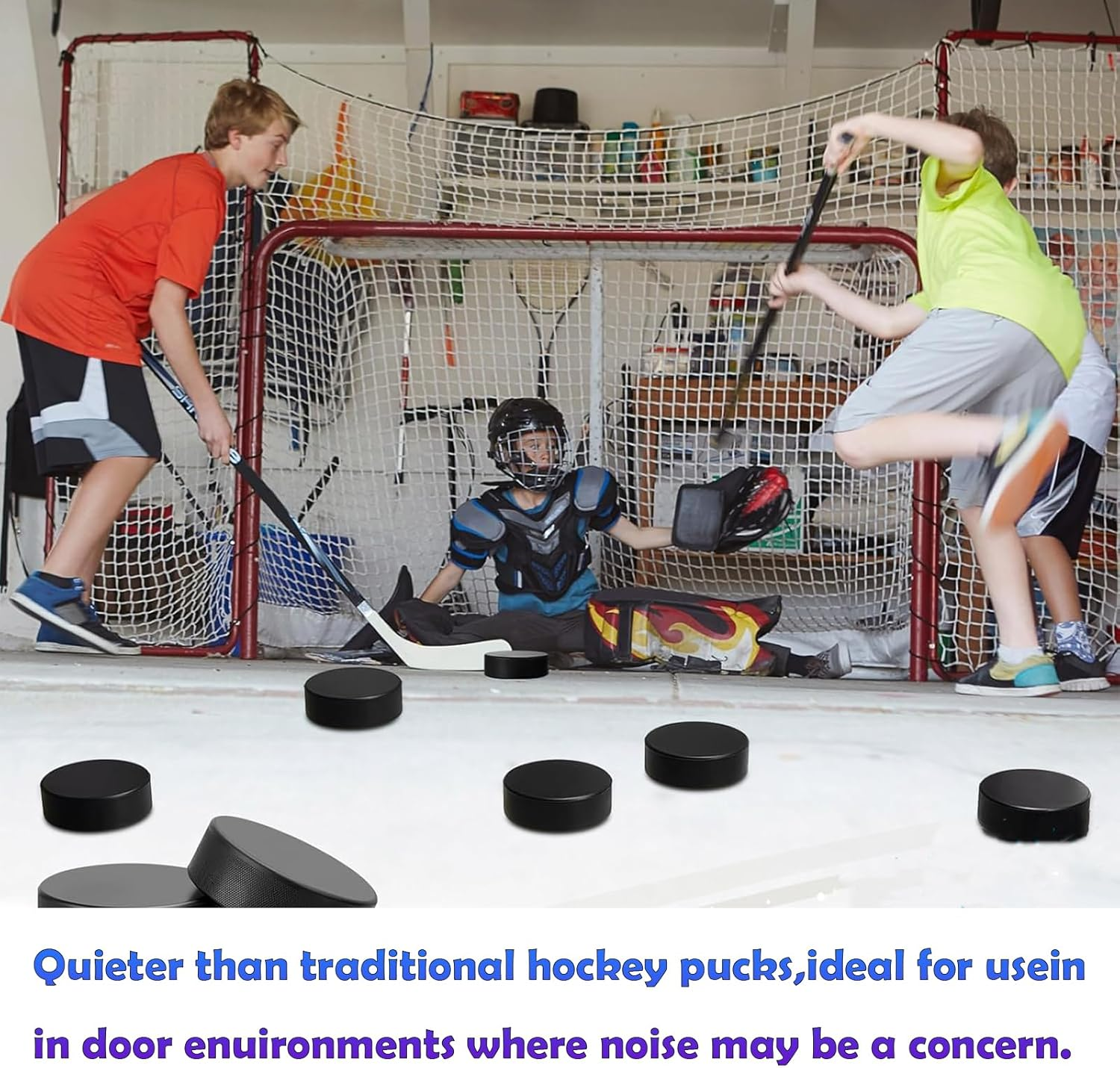 8Pcs Soft Foam Ice Hockey Pucks for Practice & Training - Lightweight, Reusable, Indoor/Outdoor Hockey Pucks, 3" Diameter, 1" Thickness (Black) image number 1