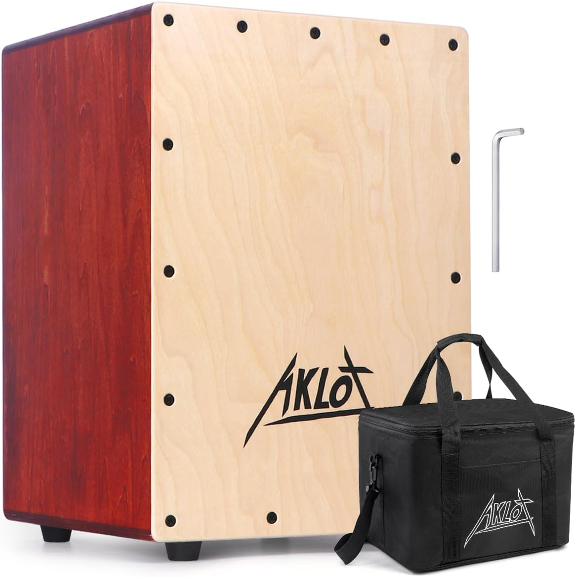 Cajon,12 * 9.4 * 1.7'' Portable Box Drum, Zebrawood Percussion Box Beat Box W/Cajones Internal Adjustable Snares Strings,Wrench,Hand Drum Carring Bag