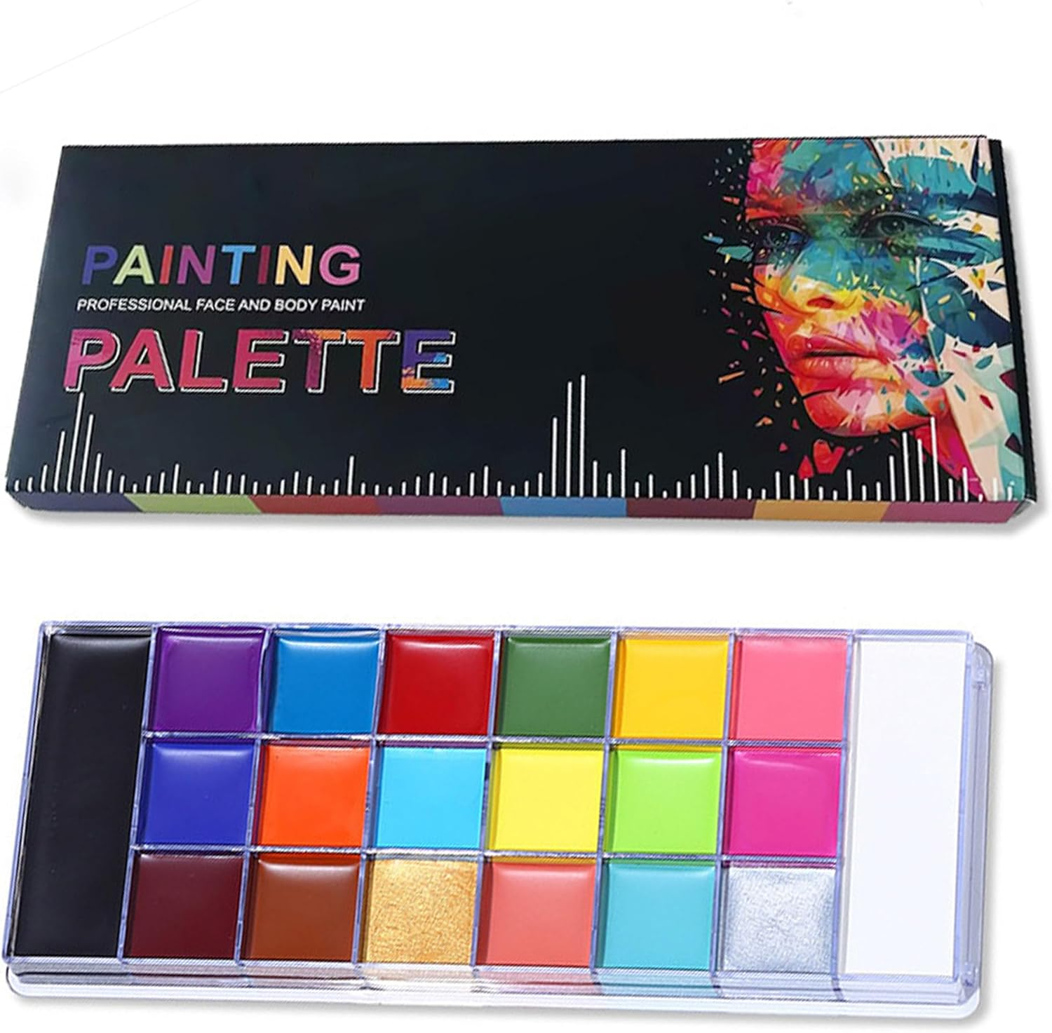 Face & Body Paint Oil Palette - 20 Colors Professional Non-Toxic & Easy Wash off - Vibrant Safe Makeup for Halloween,Cosplay,Fx,Theater,Parties - Perfect for Adults & SFX Artists image number 5