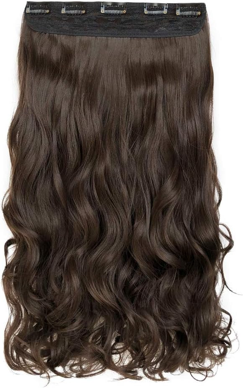 REECHO 20" 1-Pack 3/4 Full Head Curly Wave Clips in on Synthetic Hair Extensions HE008 Hair Pieces for Women 5 Clips 4.5 Oz per Piece - Dark Chocolate Brown image number 4