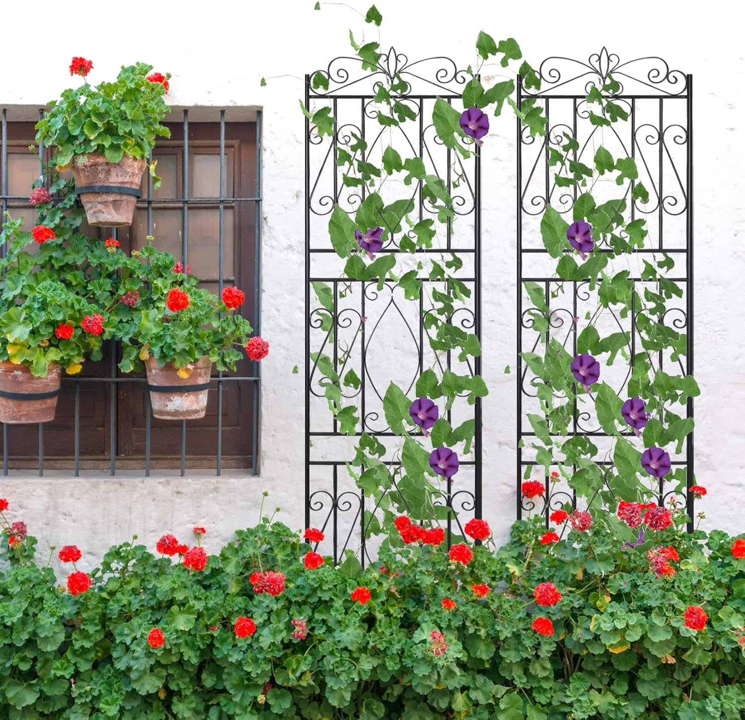 Metal Garden Trellis: 2 Pack Potted Vines Vegetables Flowers Patio Metal Wire Lattice Grid Panels Plant Climbing Stands 182Cm X 50Cm image number 2