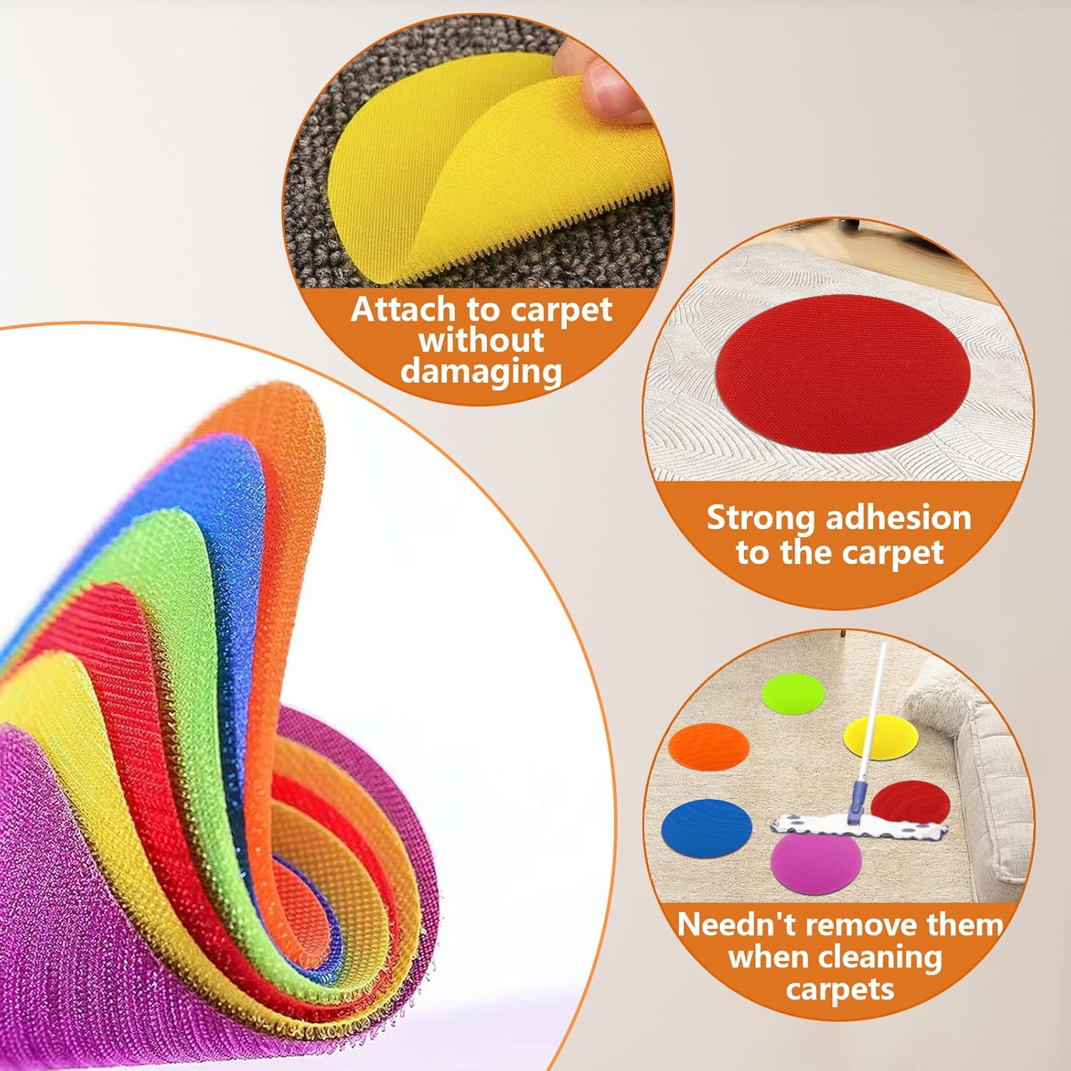 60 Pcs Carpet Sit Spots Dots Markers with Storage Bag for Classroom Circle Sitting, Multicolor Floor Dots Sit Sickers for Teacher Supplies Elementary School Kindergarten Decoration image number 4