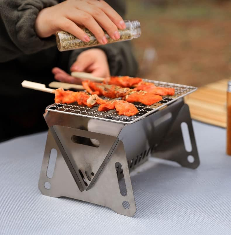 Portable Wood Stove &ndash; Compact Camping Burner with Grill Mesh, Stainless Steel Solo Backpacking Stove for Hiking, BBQ, Picnic & Travel | Detachable, Lightweight (397G) & Durable RS012T image number 6