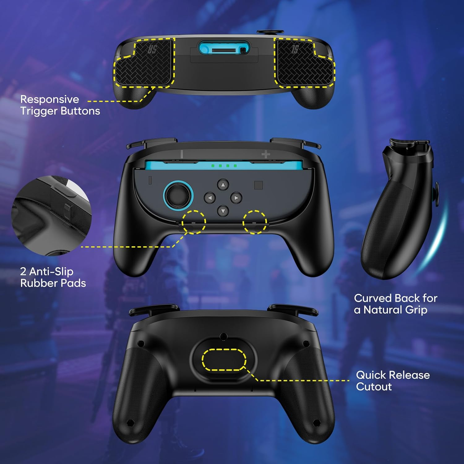 Procase 2 Pack Joy-Con Controller Hand Grips for Nintendo Switch 2 2025 Released, Wear-Resistant Comfort Handles Holder for Joy Cons - Black image number 4