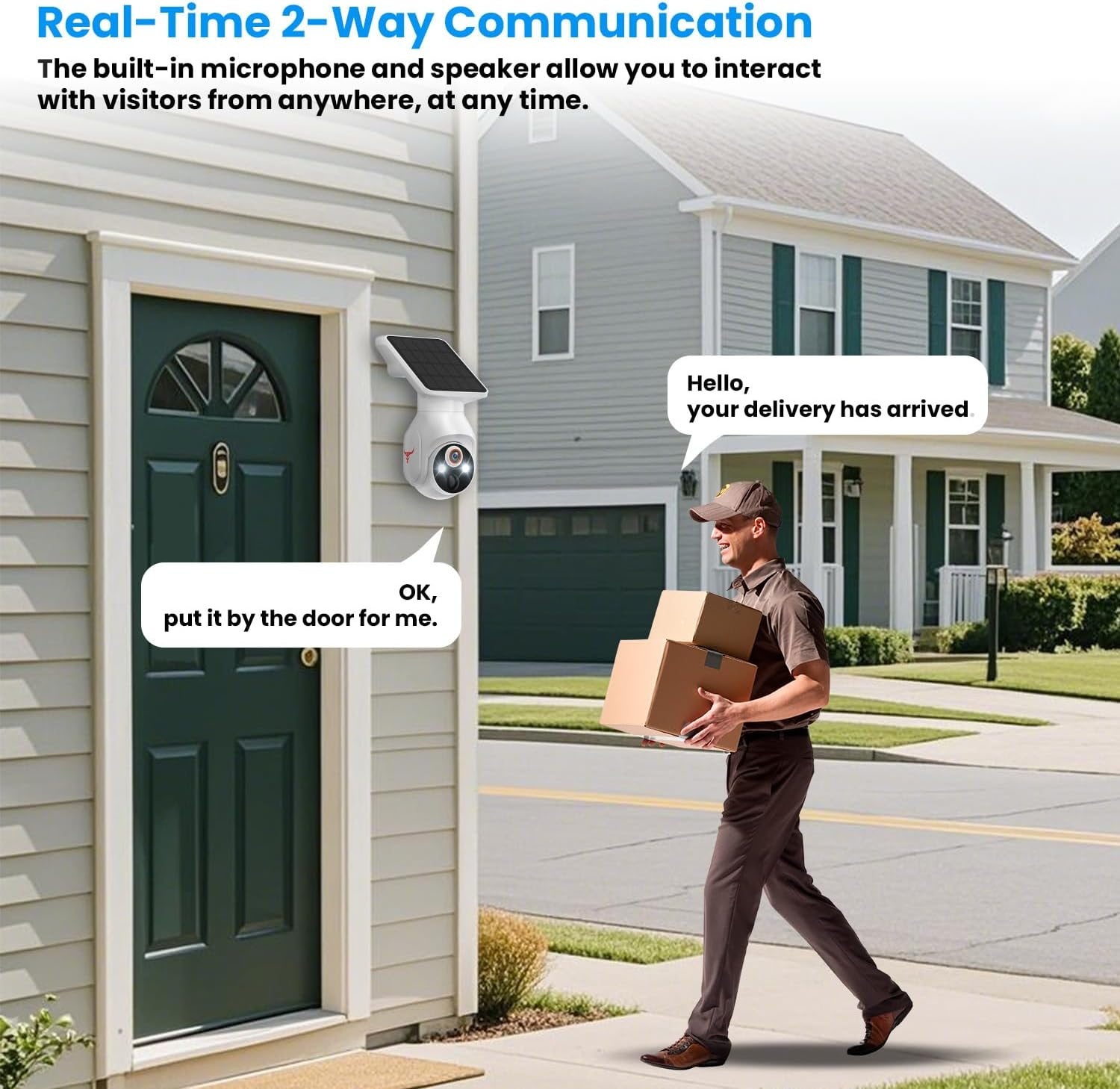 Gerfalc Wifi Solar Security Camera Wireless Outdoor Surveillance with Motion Detection, 1080P HD, Color Night Vision, Two-Way Talk, Weather Resistance, Remote Monitoring, Easy Installation image number 5