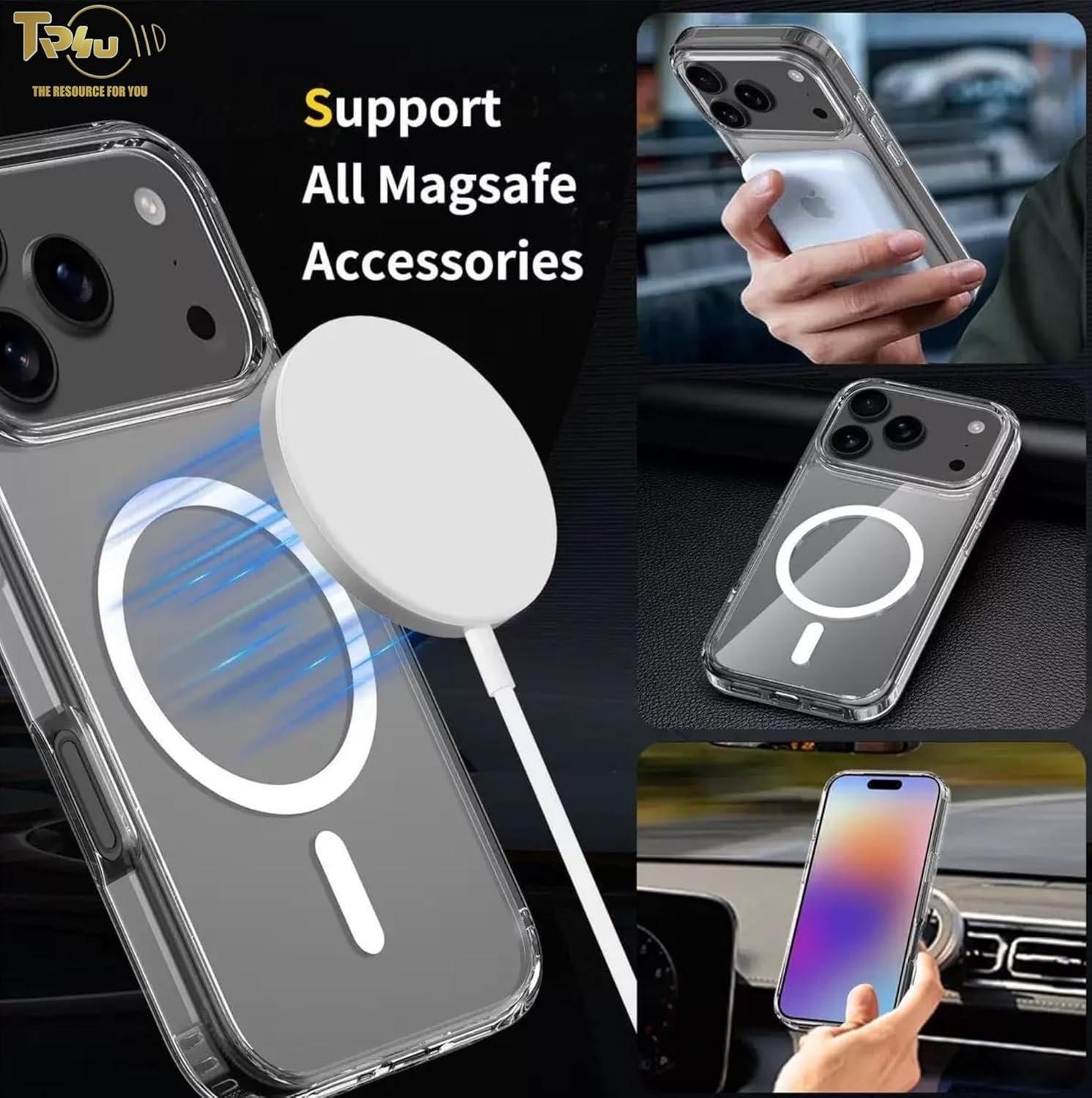 TR4U the Resource for You Clear Magnetic Case Compatible with Iphone 17 Pro Max [Anti-Yellowing] [Military Grade Drop Protection] Hard Back Protective, Compatible with Magsafe Accessories (2025) image number 2