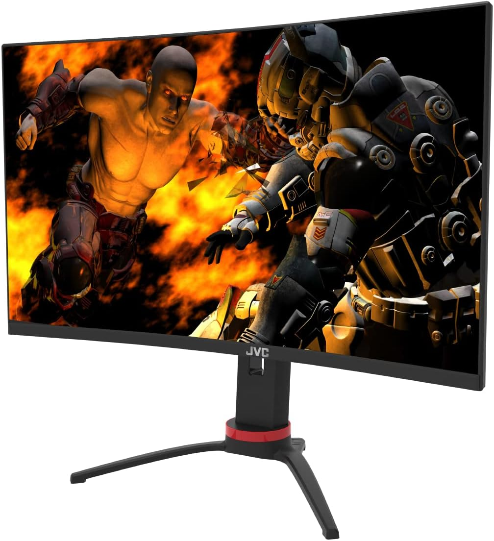 JVC 32 Inch Curved Monitor,Adjustable 165Hz QHD Gaming Monitor, 4-Way Adjustable Monitor Stand, Ambient Lighting, Fast 1Ms Response & 165Hz Refresh Rate Gaming Monitor (LT-GN32525A)