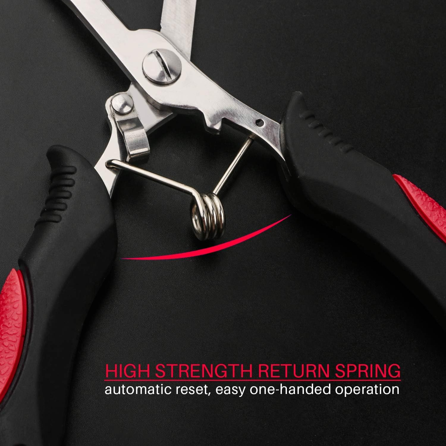 MJIYSGS Stainless Steel Fishing Pliers, Long Nose Pliers, Coated Locking Hook Remover Cutter, Fishing Gear,Fish Equipment (Red) image number 4