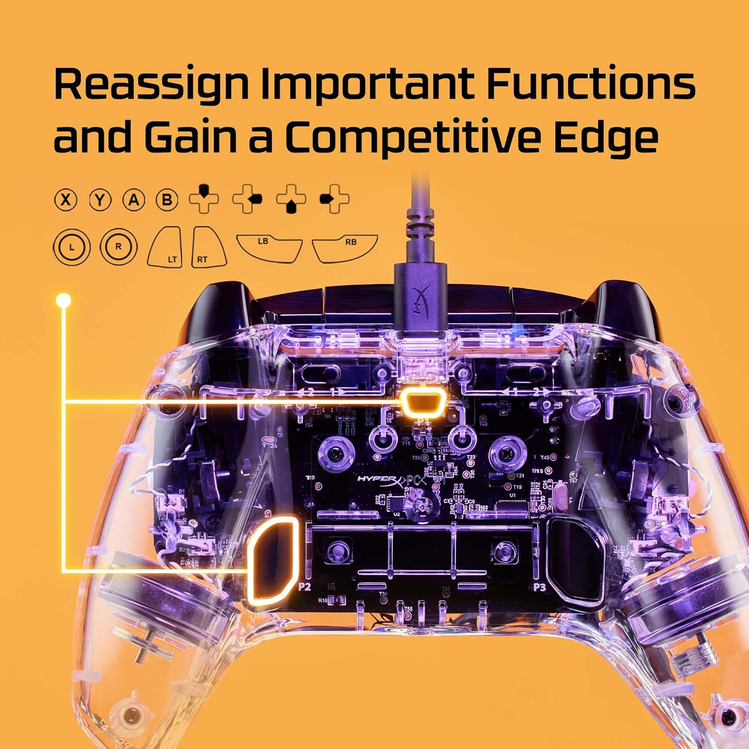 Hyperx Clutch Gladiate RGB Gaming Controller for Xbox Series X|S Licensed by Xbox Full RGB Wired Clear image number 2