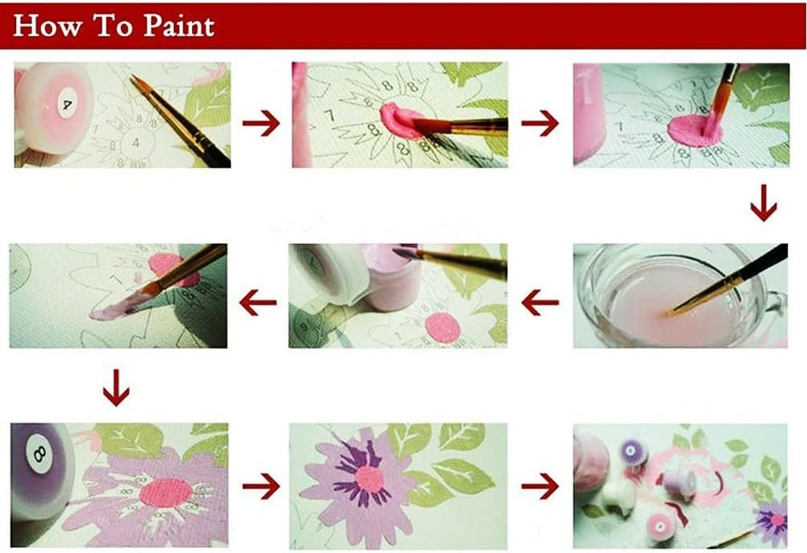Meecaa Paint by Numbers Fish Goldfish Animal Lotus Kit for Adults Beginner DIY Oil Painting 16X20 Inch (Fish, No Frame) image number 5