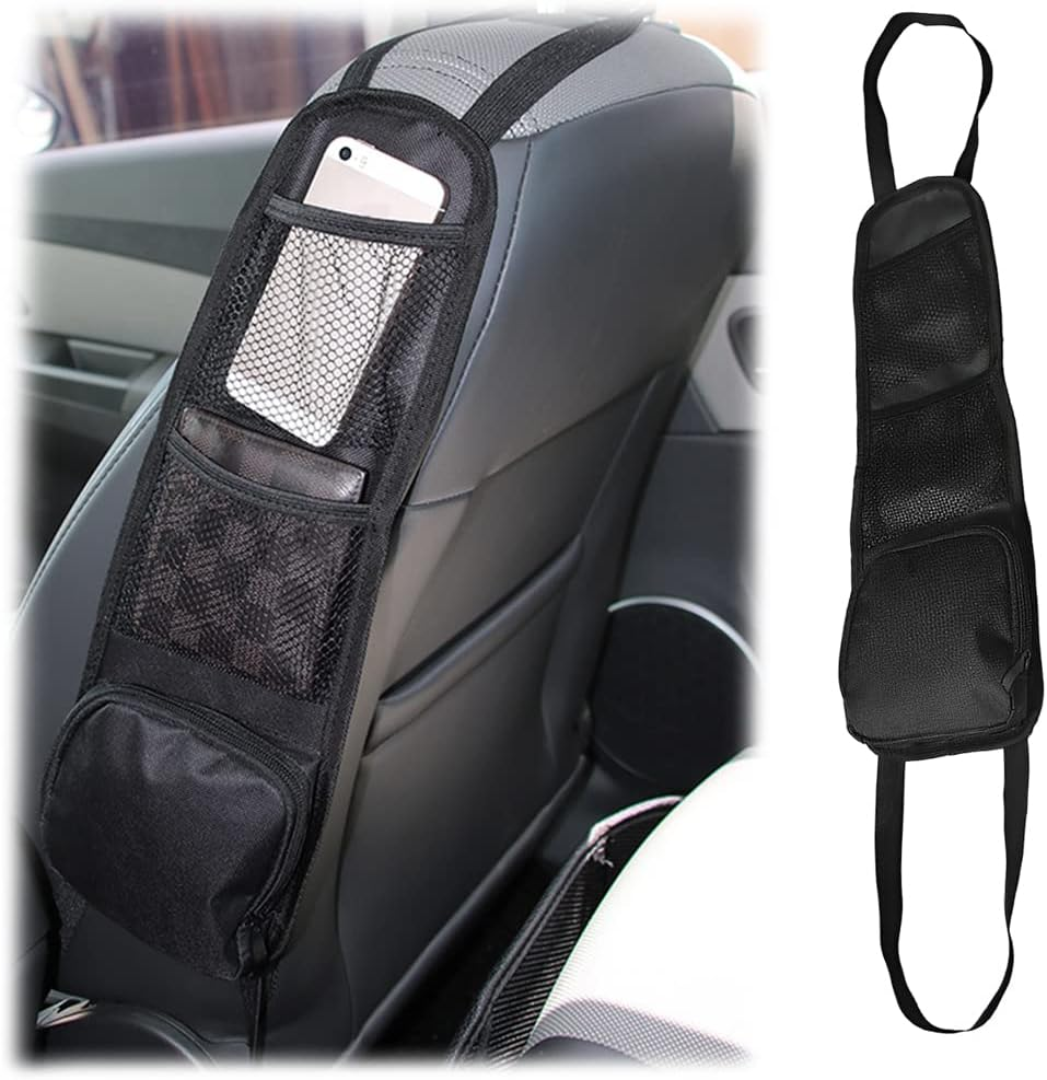 Osilly Car Seat Side Organizer, Auto Seat Storage Hanging Bag, Multifunctional Stuff Holder with Mesh Net Pocket, Hold Phones Wallet Glasses Drink, Interior Accessories for Car, SUV, Truck (2 Pcs)
