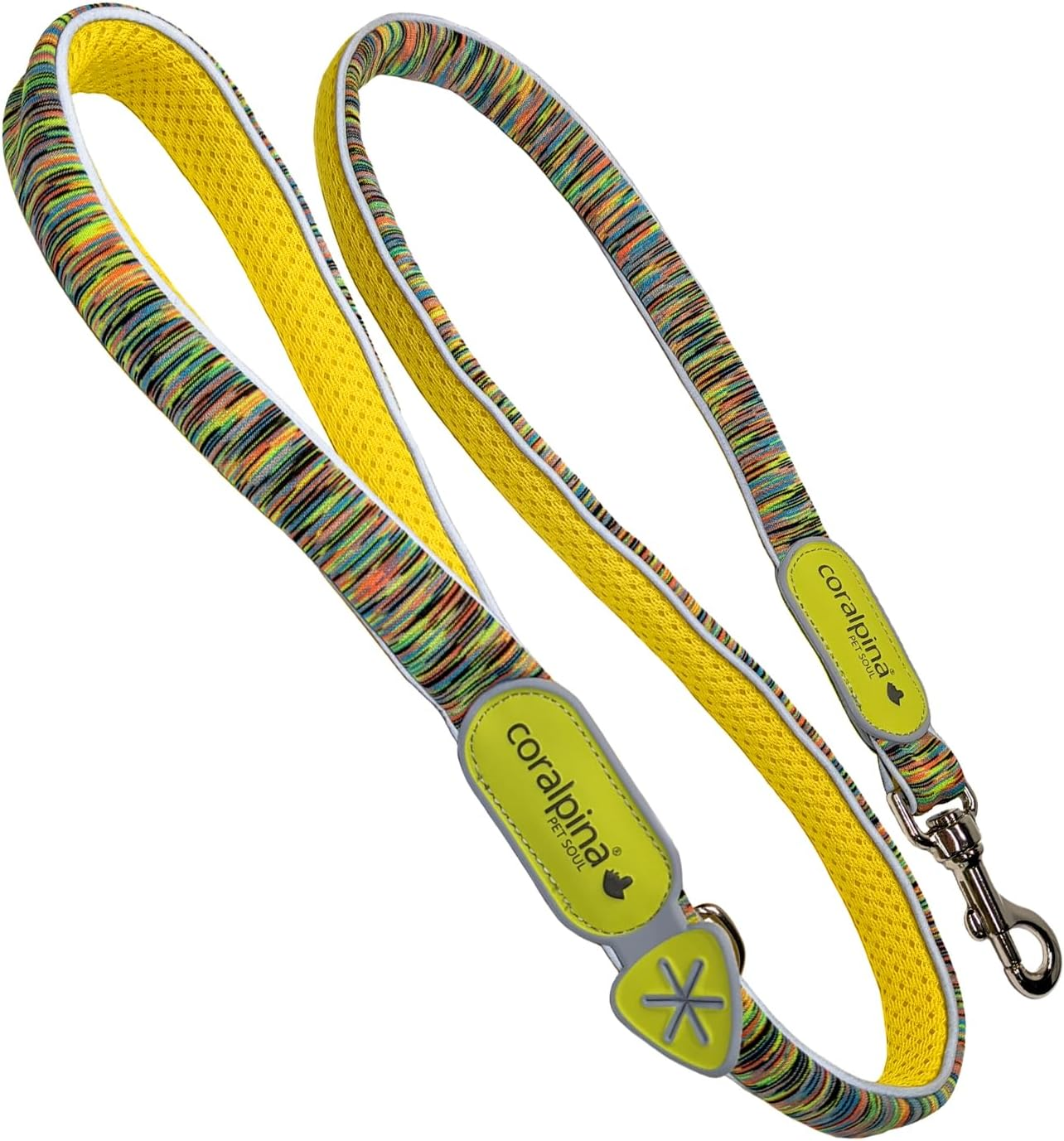 Coralpina - Powermix Simple and Durable Dog Lead with Reflective Parts and Padded Handle, Made of Durable Eco Materials and Nylon Core, Yellow Melange, Size 4/6 image number 2