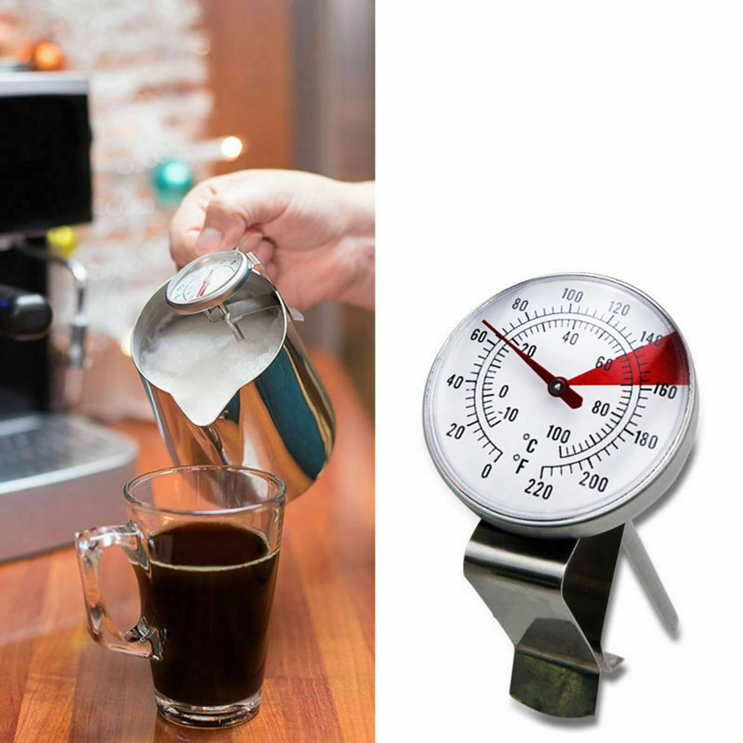 Milk Coffee Probe Thermometer Maker Temperature Pan Clip Stainless image number 2