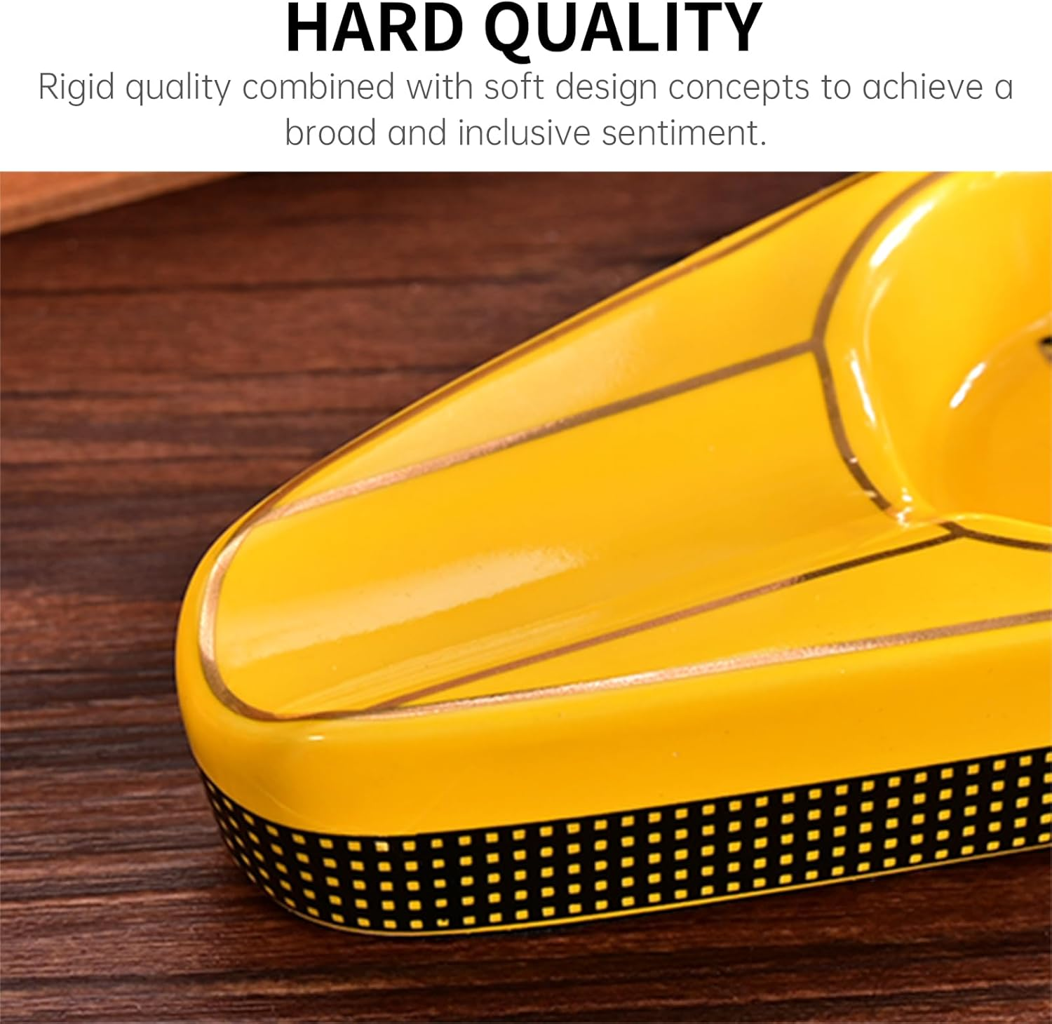 CIGARLOONG Cigar Ashtray Ceramics Portable Travel Pocket Ash Tray Indoor/Outdoor Use for Cigar Lovers (Color:Yellow) image number 4