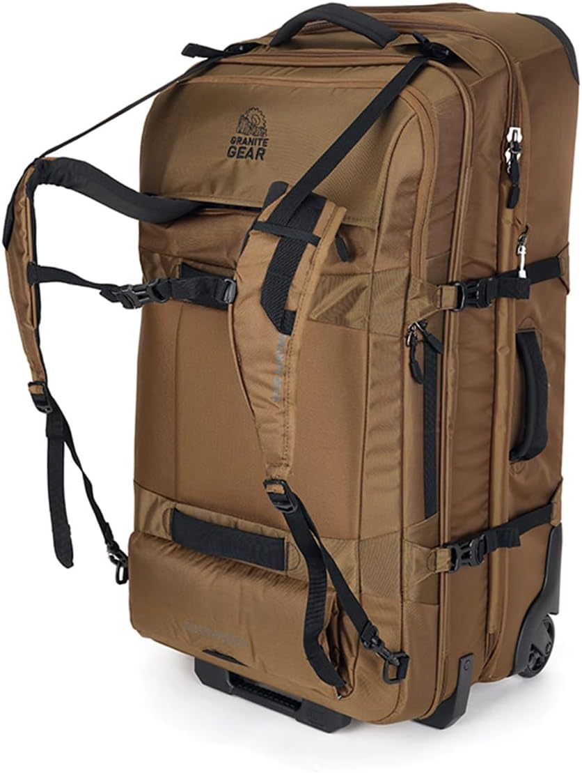 Granite Gear Water-Resistant Wheeled Duffle Suitcase &ndash; Large Check-In Softcase Luggage with Backpack Straps and Rolling Wheels for Travel
