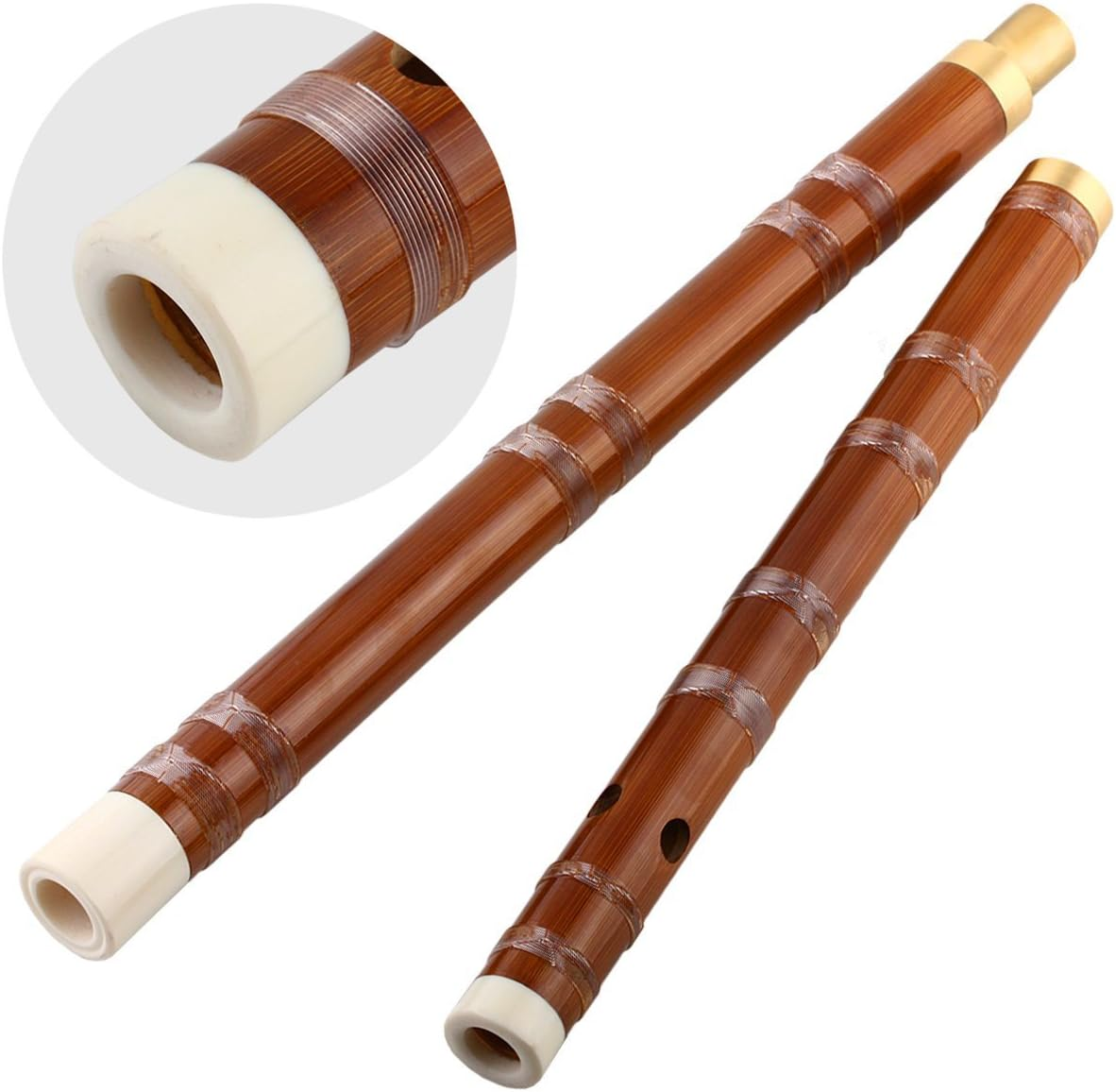 Traditional Handmade Chinese Musical Instrument Bamboo Flute Dizi in D Key 1 Pcs image number 5