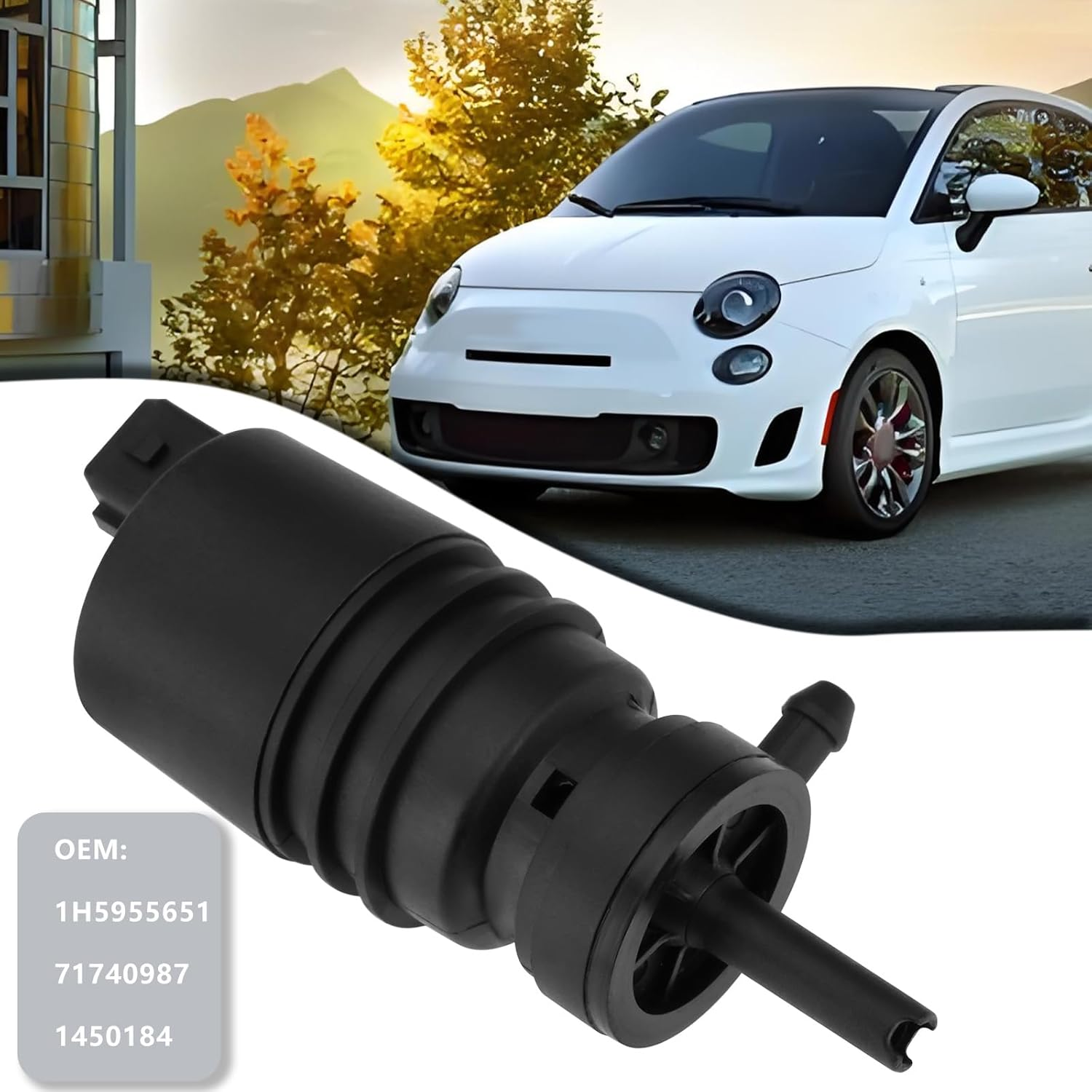 Windscreen Washer Pump Washing Water Pump Compatible with Fiat 500C Doblo Ducato Fiorino Linea, OEM 1H5955651/71740987/1450184