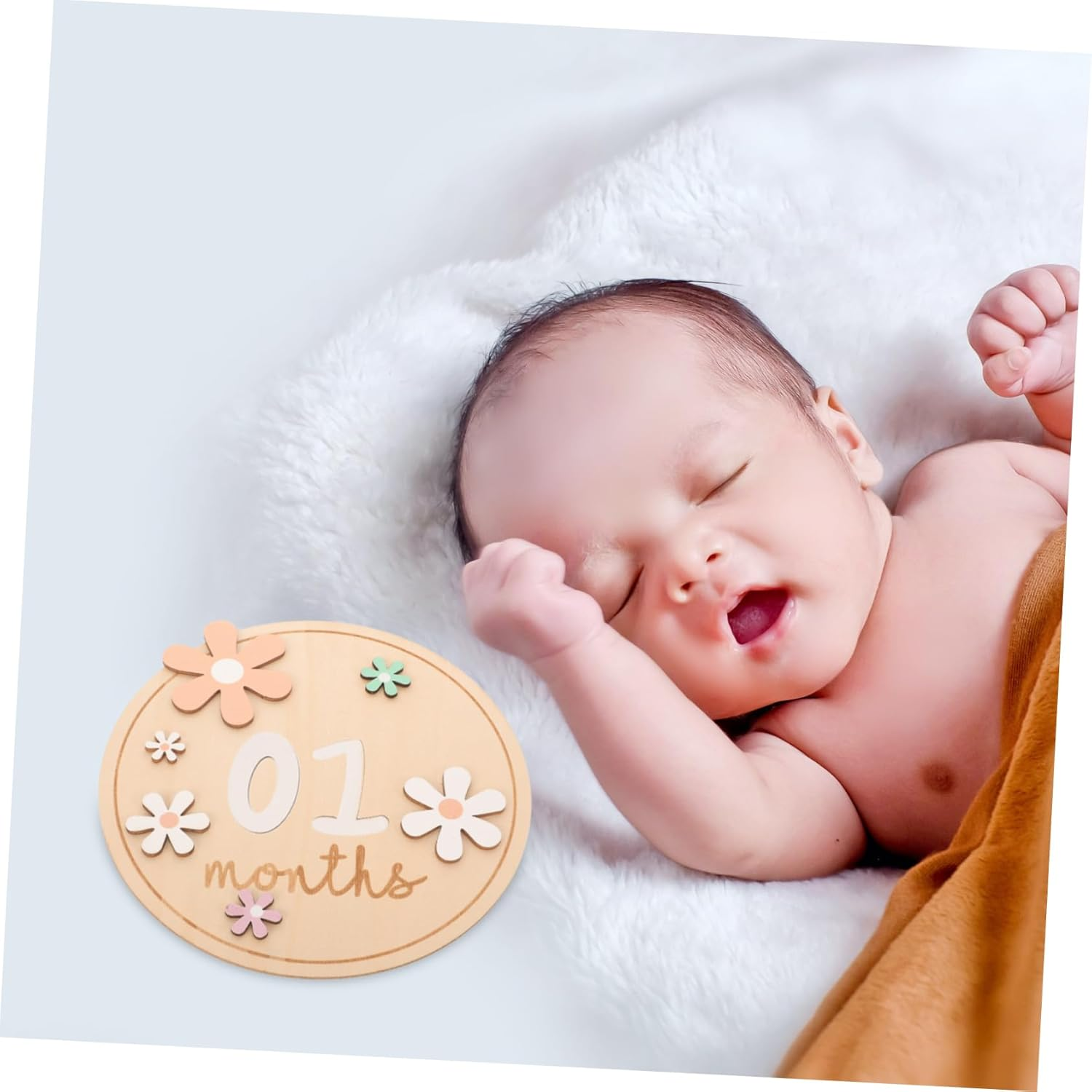 Yardwe Monthly Milestone Cards Newborn Ink Print Pads Wooden Signs for Nursery Months Newborn image number 6