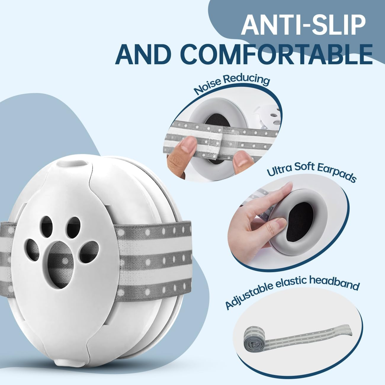 Baby Ear Protection, 2-In-1 Baby Ear Muffs Noise Protection, Earmuffs Adjustable, Baby Headphones with Stretch Band, Infant Hearing Protection,A Must-Have for Babies on the Go and Travelling image number 4