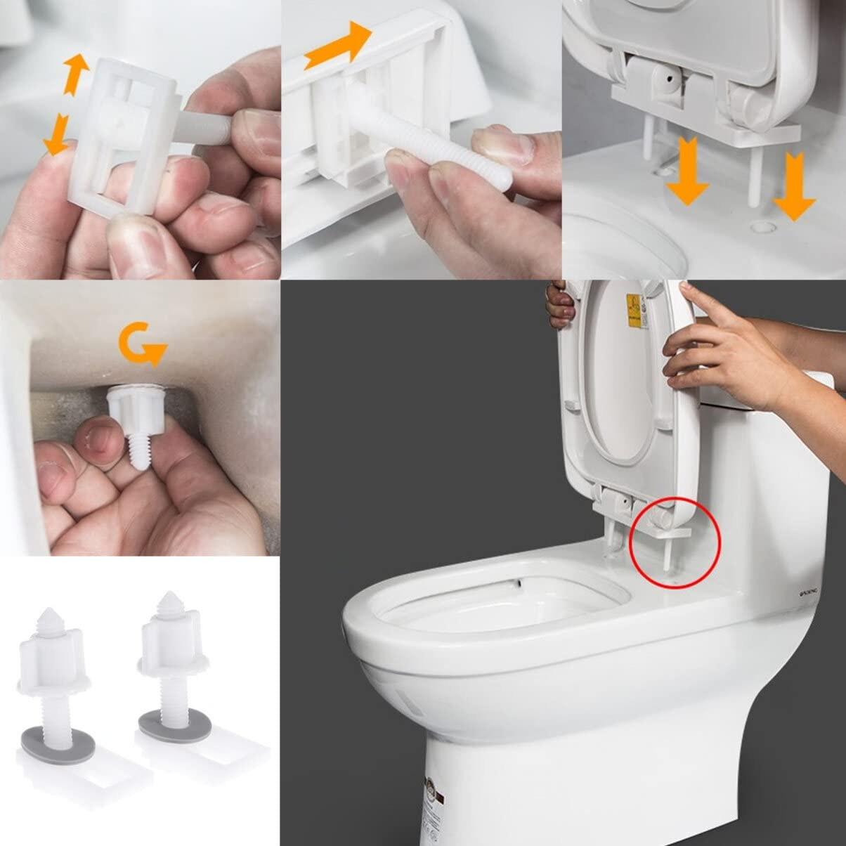 Mipcase Toilet Seat Hinge Bolts: Toilet Seat Screws Universal Toilet Seat Screws Replacement Toilet Bolt Caps Toilet Seat Parts for Fixing Installing with Nuts Set image number 1