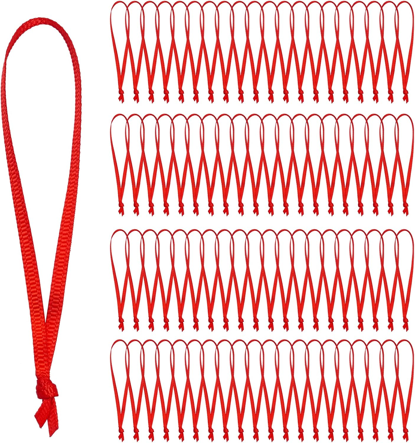 100 Pcs Red Christmas Ornament Ribbon, Polyester Fiber, 11X0.12 Inches, 100 Count, Christmas Hanging Ornaments