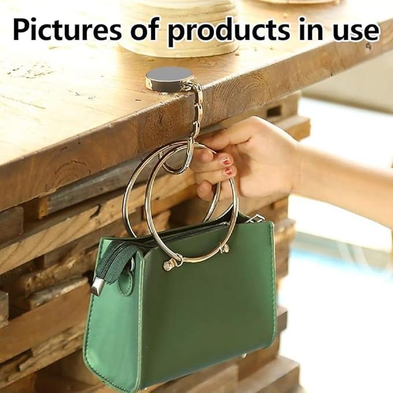 3 PCS Foldable Purse Hook Floding Handbag Hanger Premium Women'S Rhinestone Bag round Holder for Table Desk (Silvery) - Silvery image number 2